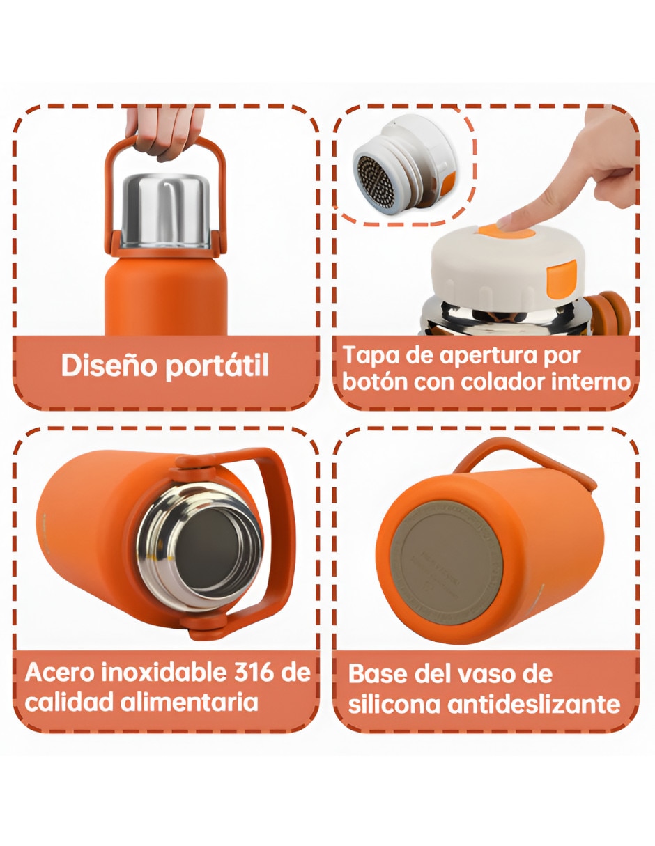 Botella de agua Xtellar de acero inoxidable con tapa rosca 1 L