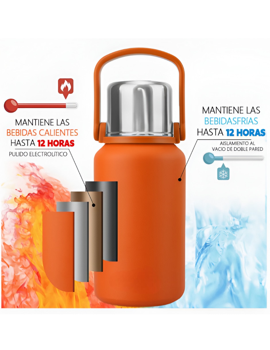 Botella de agua Xtellar de acero inoxidable con tapa rosca 1 L