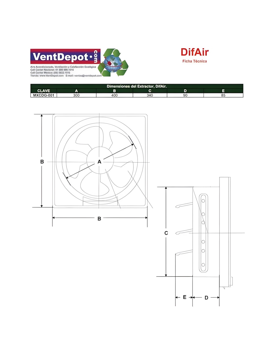 Extractor de aire MXCDG-001 5
