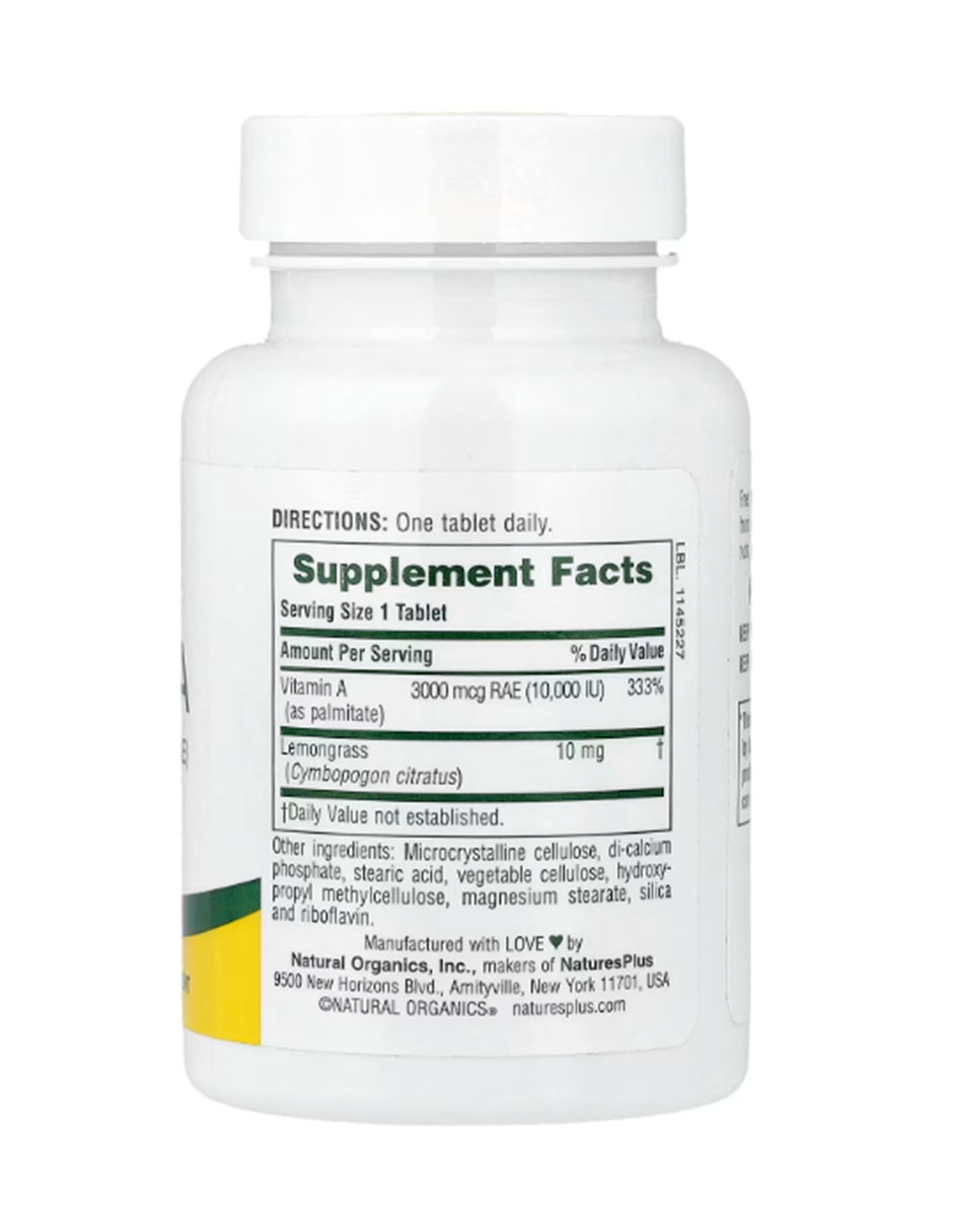 Vitamina A dispersable en agua 10 000 IU Naturesplus con Vitaminas y minerales de 90 cápsulas