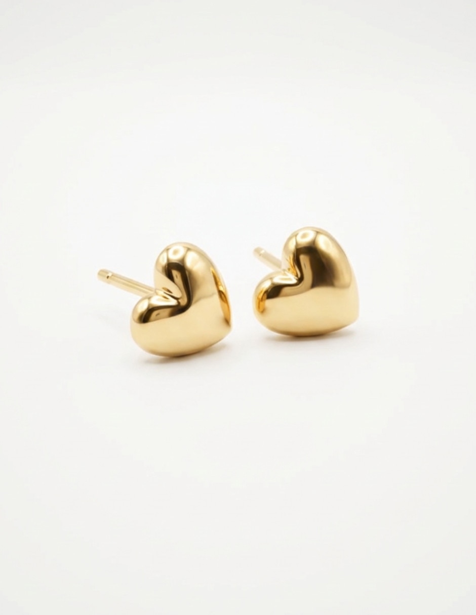Broqueles de corazón de Oro laminado 18 K con acabado liso 2