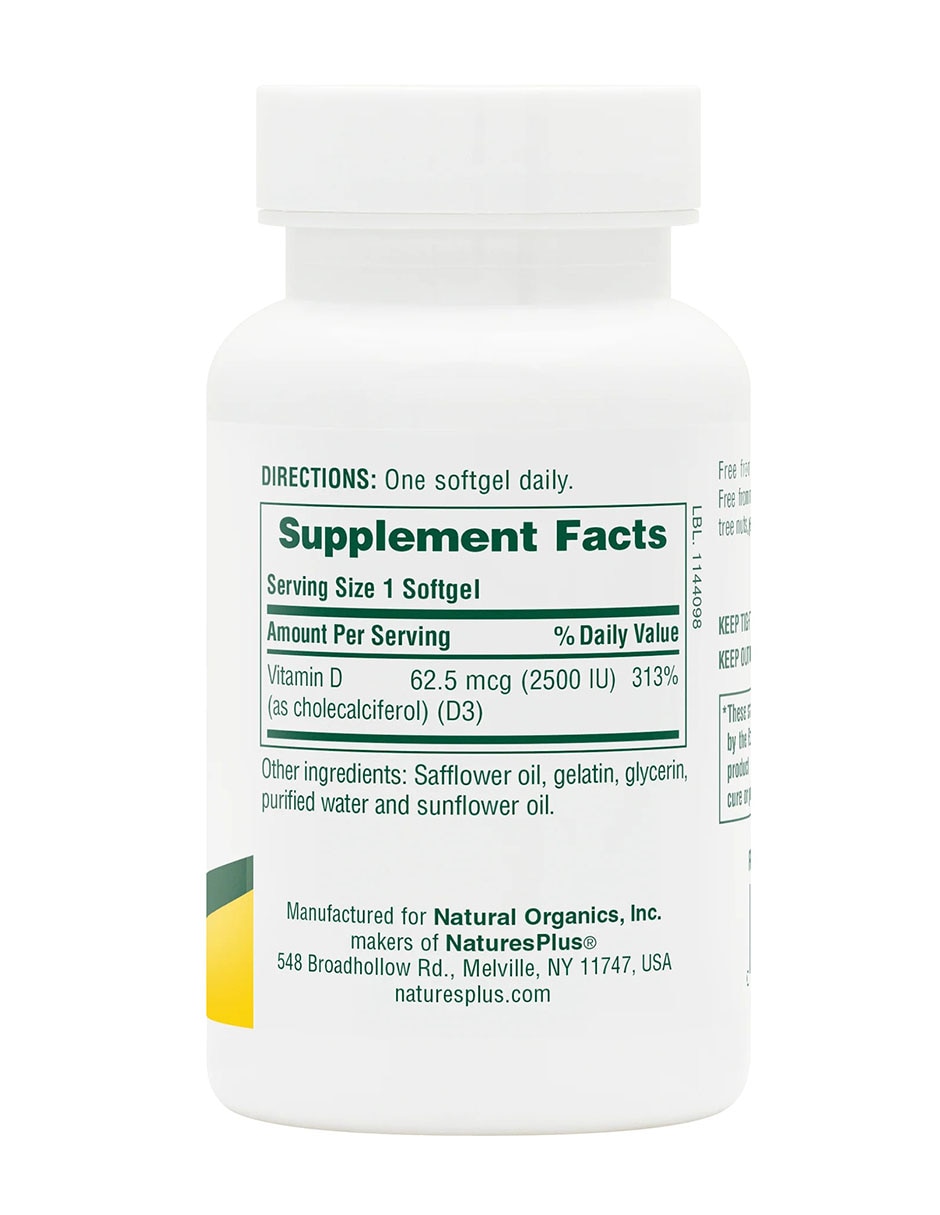 Vitamina D3 2500 UI Naturesplus con Vitamina D de cápsulas