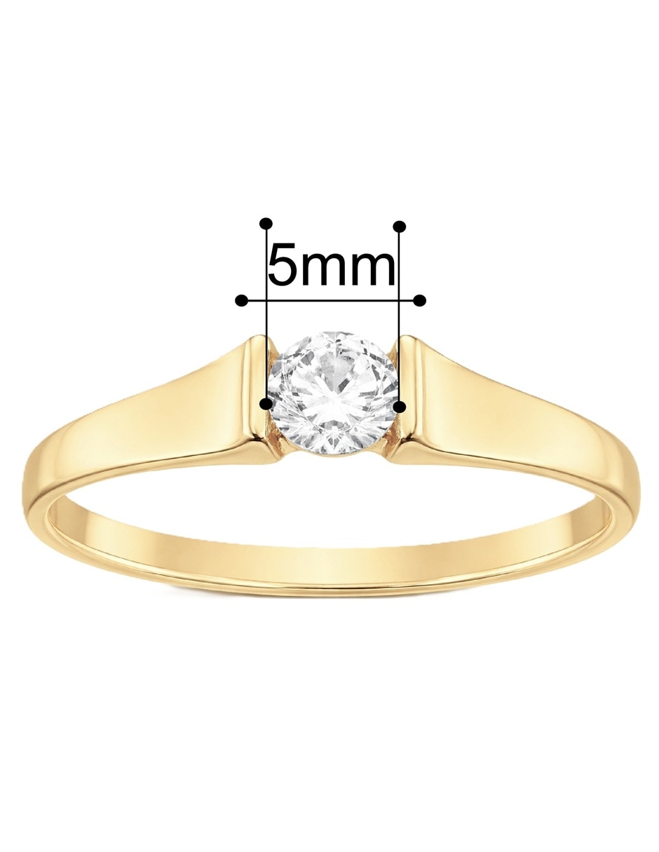 Anillo con gema 10 k de oro zirconia pulido 5