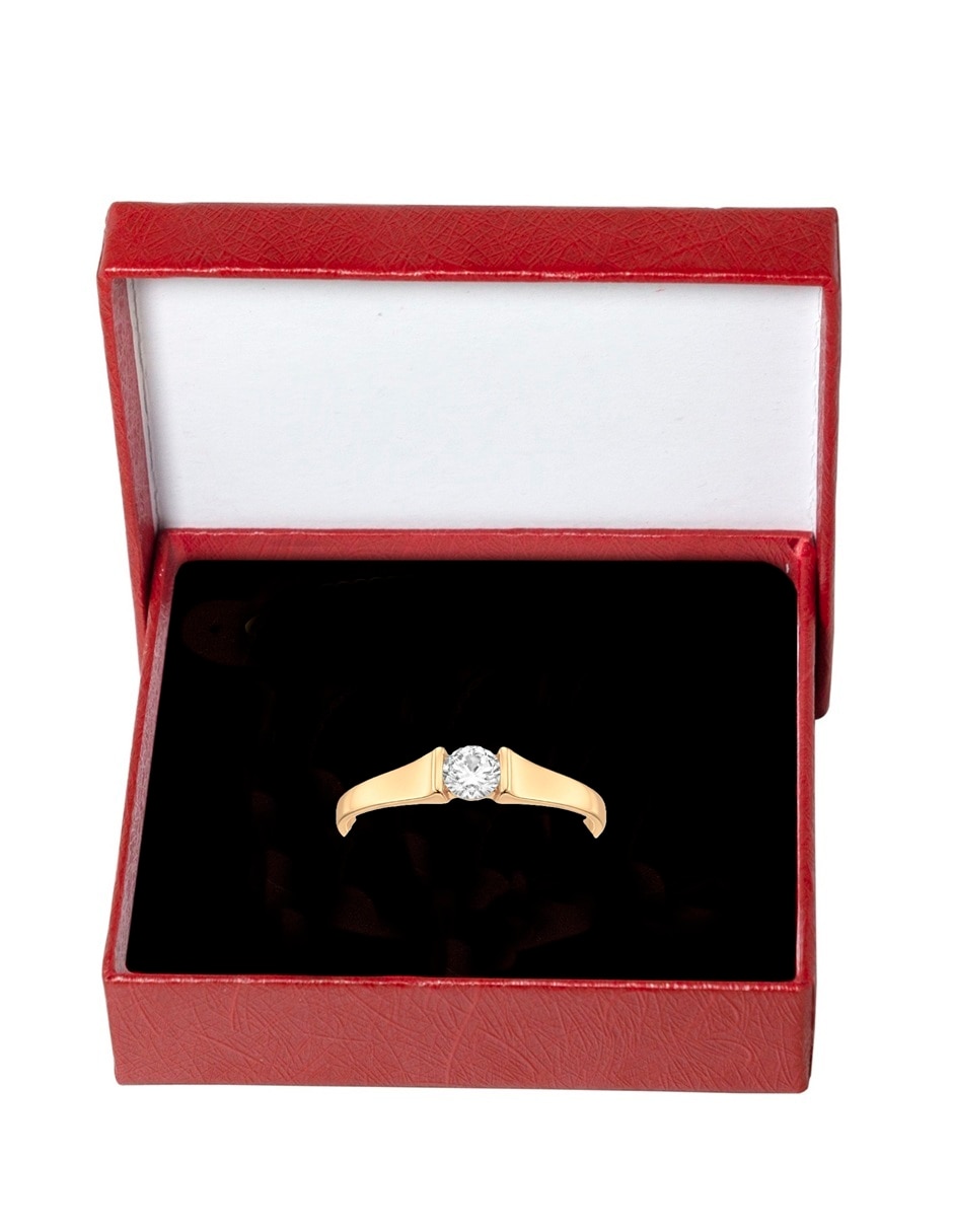Anillo con gema 10 k de oro zirconia pulido 4
