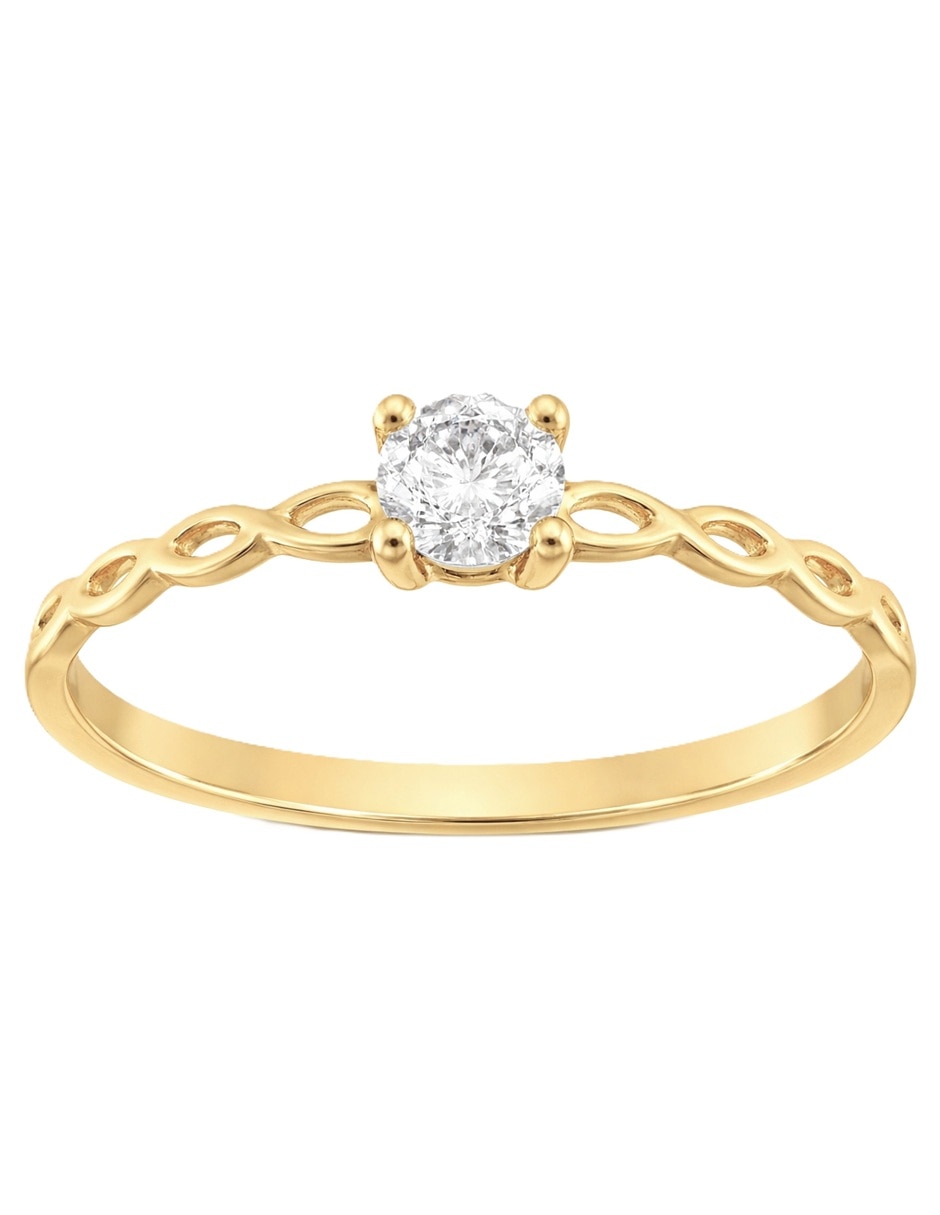Anillo con gema de Infinito 10 k de oro zirconia pulido