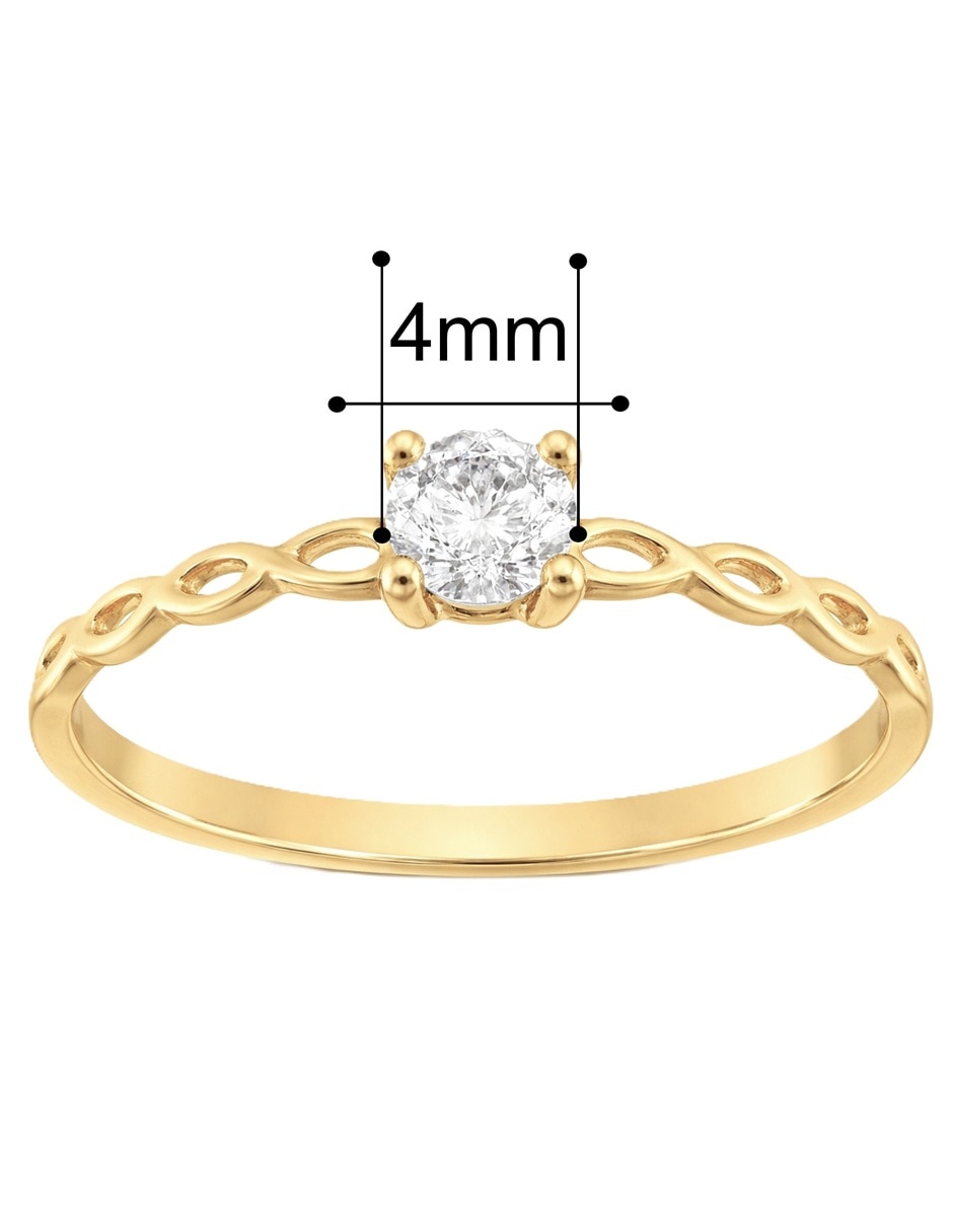 Anillo con gema de Infinito 10 k de oro zirconia pulido 5