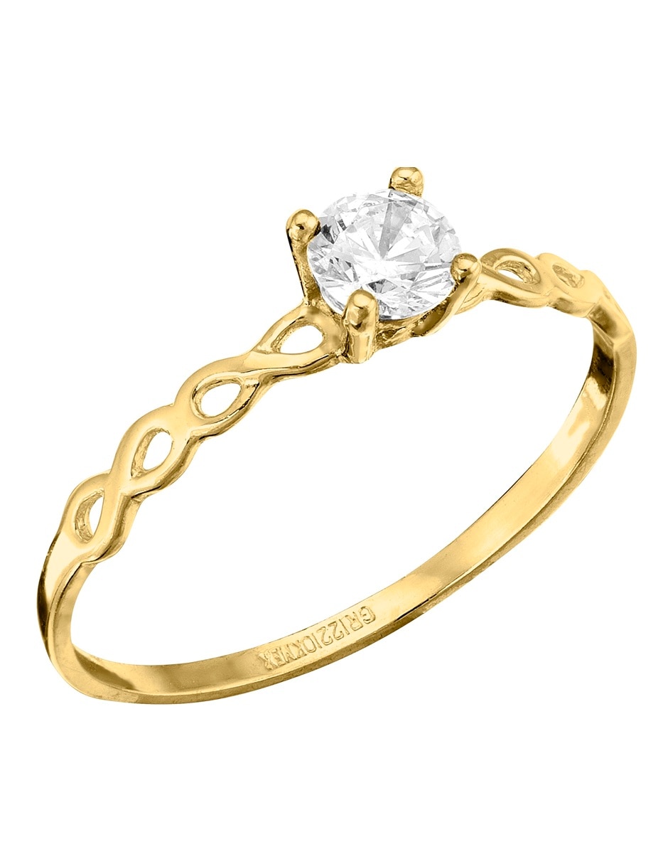 Anillo con gema de Infinito 10 k de oro zirconia pulido 2