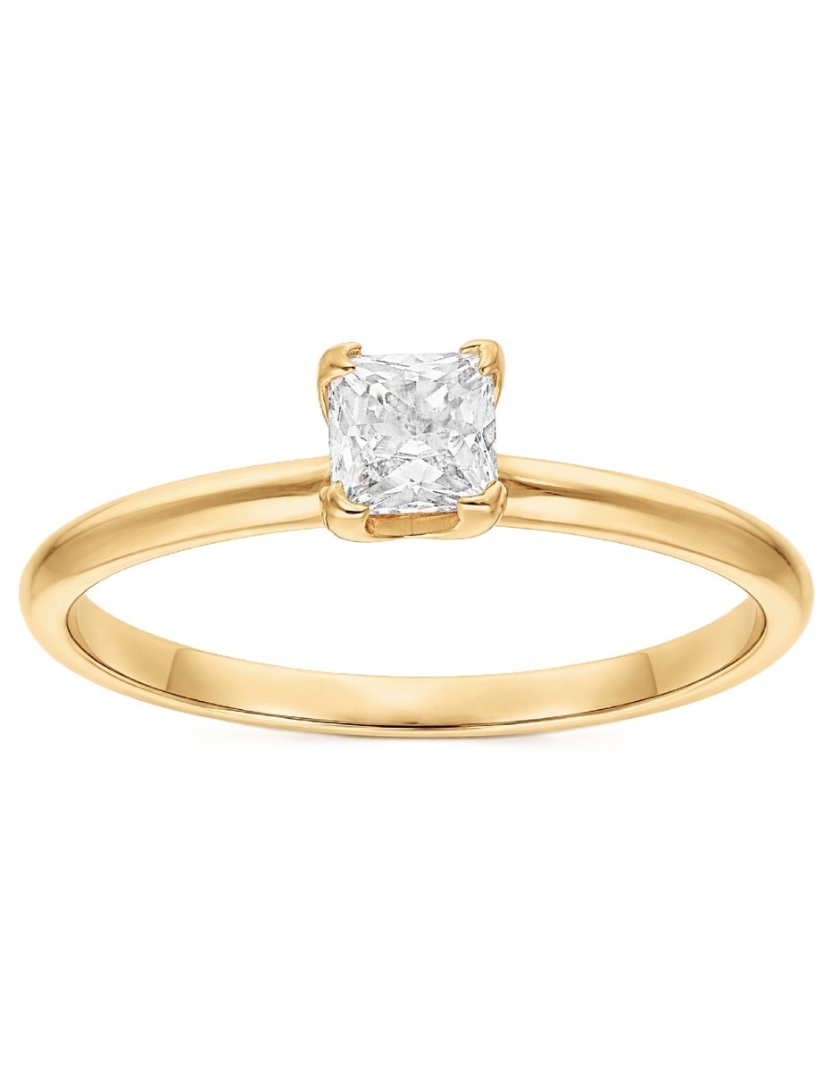 Anillo con gema 10 k de oro zirconia pulido