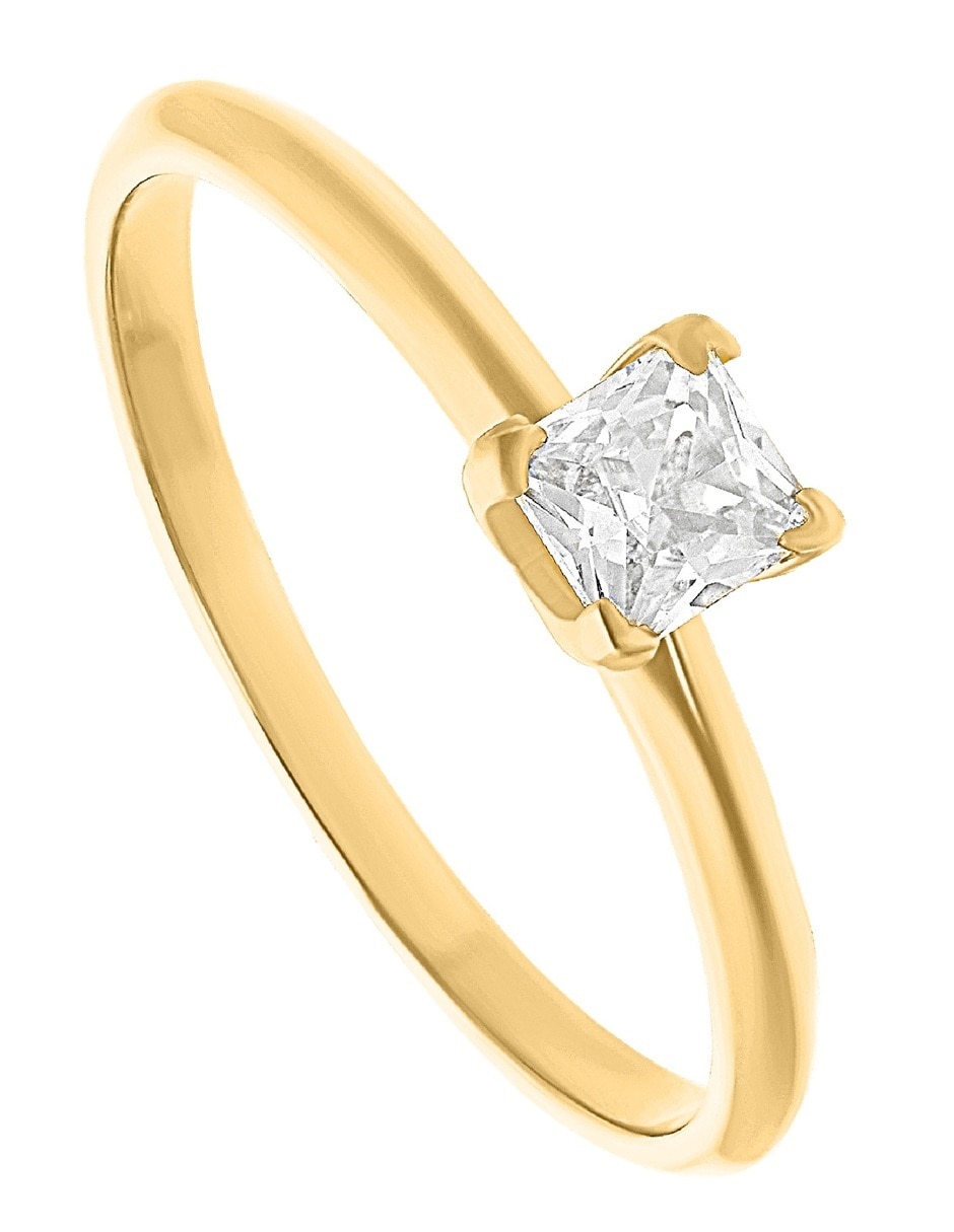Anillo con gema 10 k de oro zirconia pulido 2