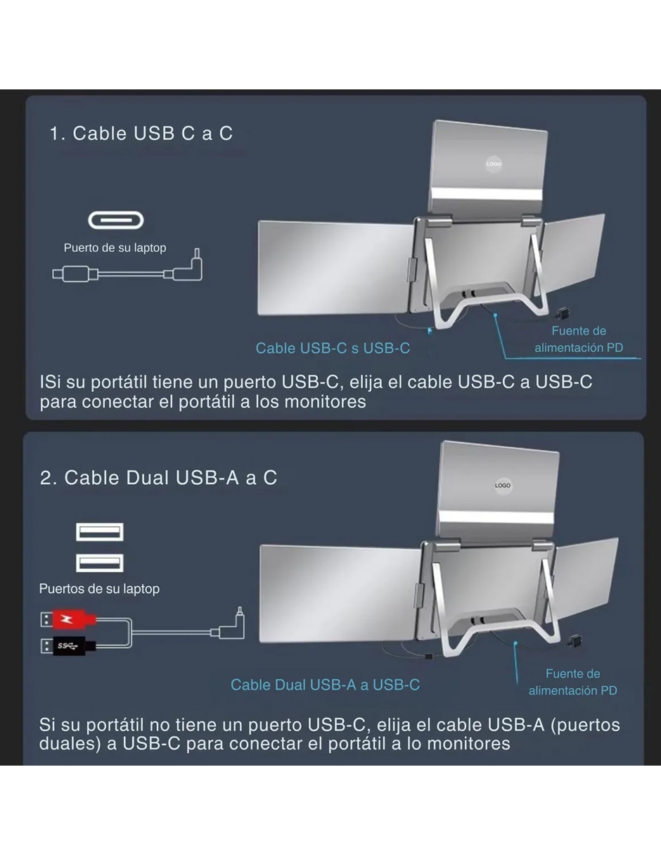 Monitor portátil IPS Full HD 14 pulgadas S780 Tripantalla