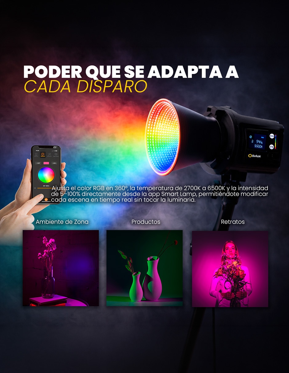 Lámpara para fotografía Livlux L60RGB