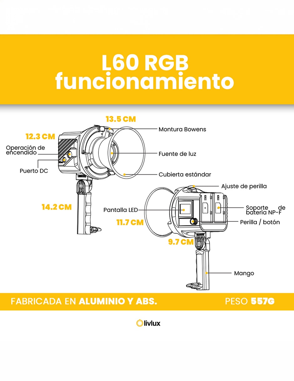 Lámpara para fotografía Livlux L60RGB