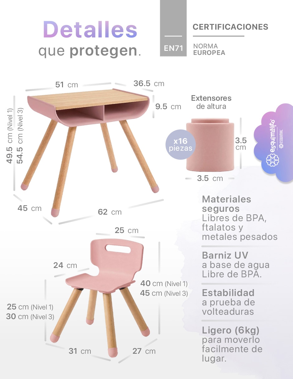 Set de mesa infantil con silla para actividades Infantil 7