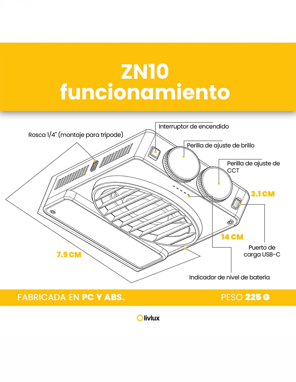 Lámpara para fotografía ZN10 5