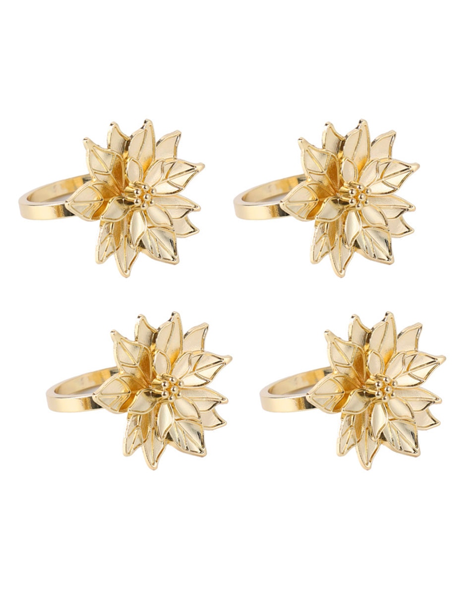 Set aro servilleta poinsettia, dorado 1