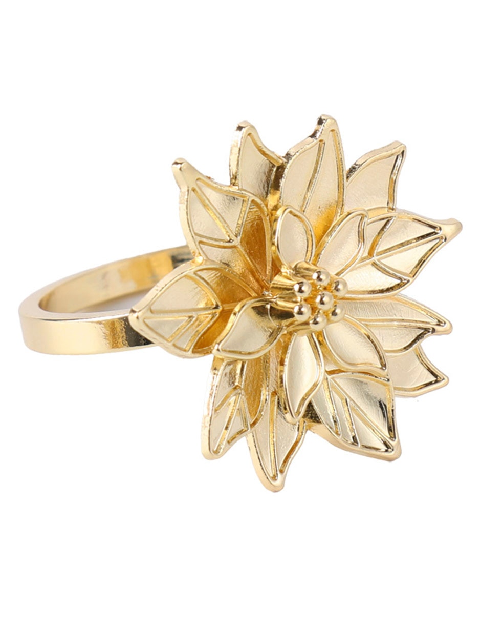 Set aro servilleta poinsettia, dorado 3