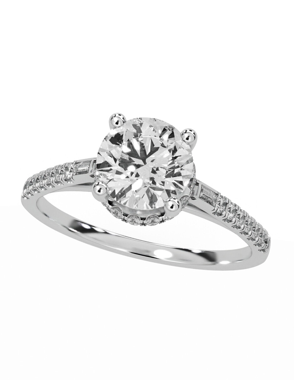 Anillo de compromiso de oro blanco 14 K Amore Mio diamante de laboratorio