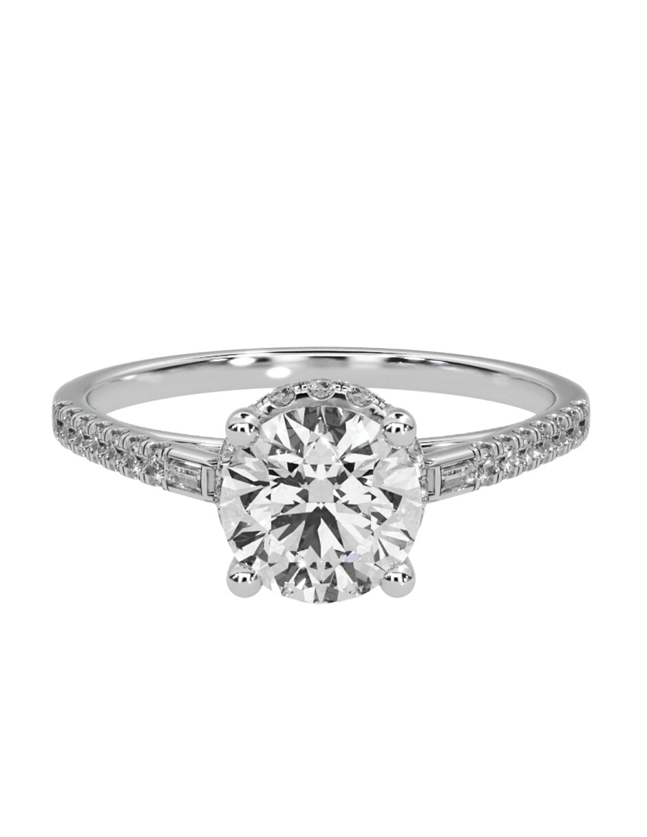 Anillo de compromiso de oro blanco 14 K diamante de laboratorio