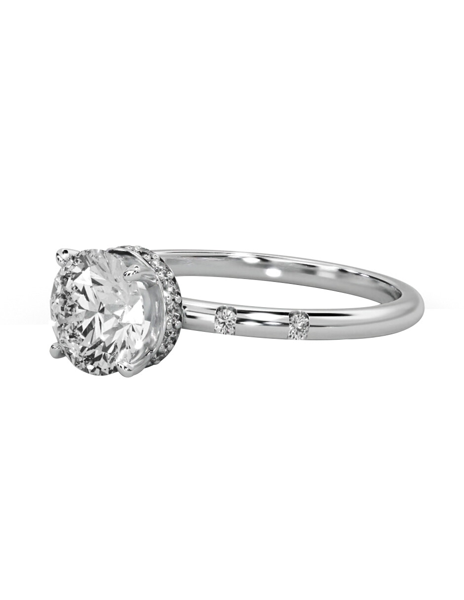 Anillo de compromiso de oro blanco 14 K Amore Mio diamante de laboratorio