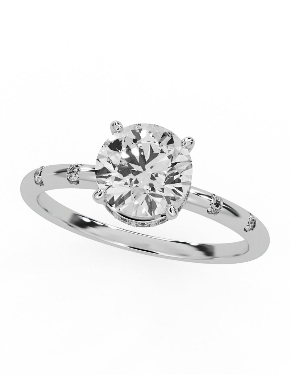 Anillo de compromiso de oro blanco 14 K Amore Mio diamante de laboratorio