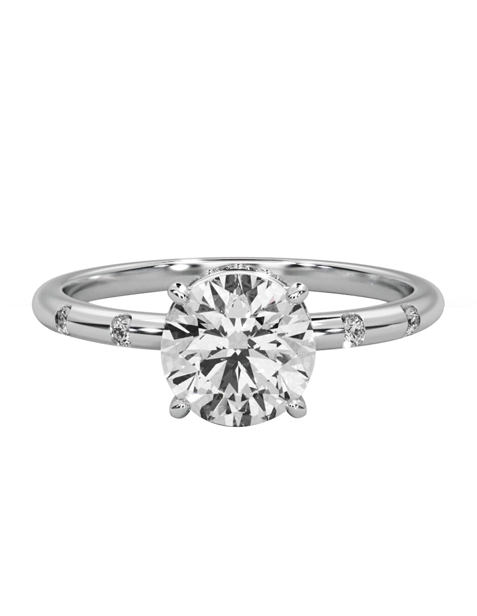 Anillo de compromiso de oro blanco 14 K diamante de laboratorio