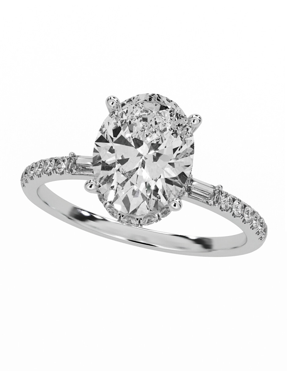 Anillo de compromiso de oro blanco 14 K diamante de laboratorio 4