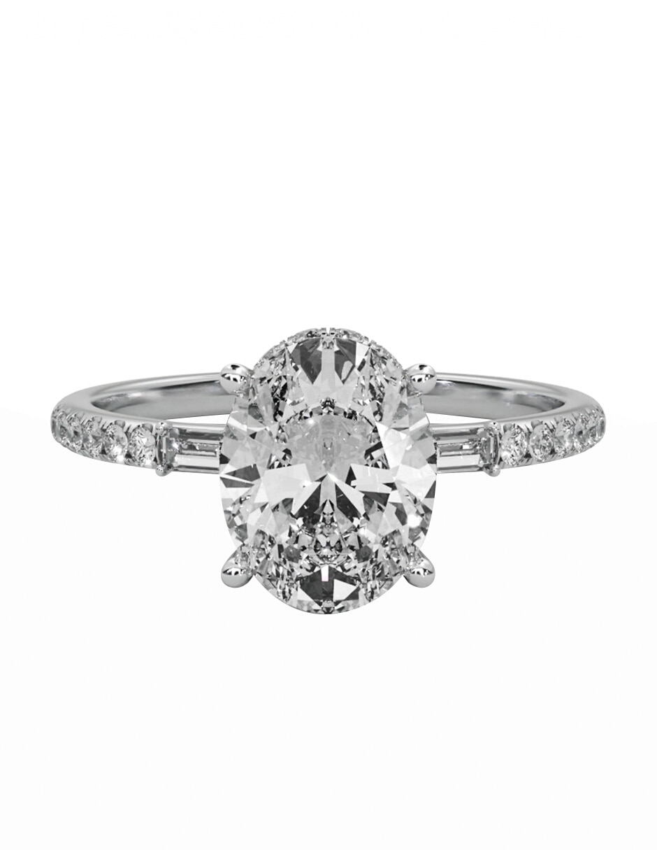 Anillo de compromiso de oro blanco 14 K diamante de laboratorio
