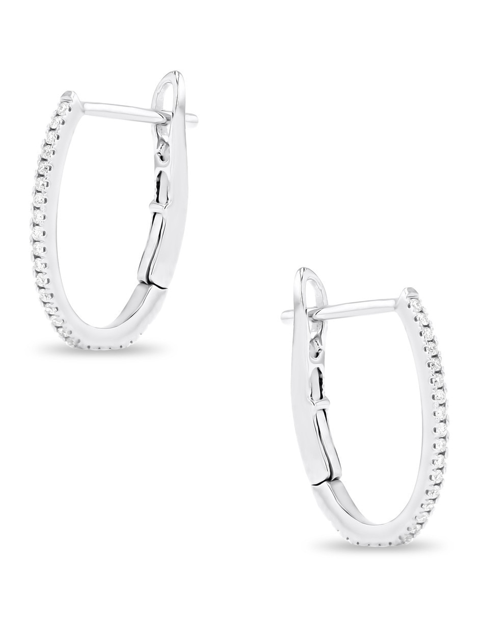 Arracadas de oro blanco 14 K con acabado brillante diamante 4