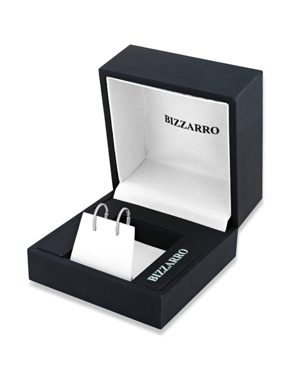 Arracadas de oro blanco 14 K con acabado brillante diamante 2