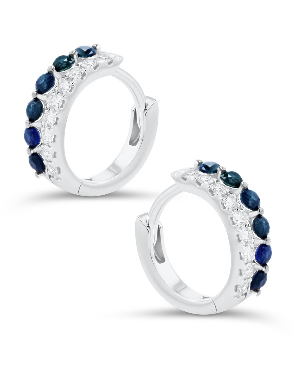 Arracadas de oro blanco 14 K con acabado brillante diamante
