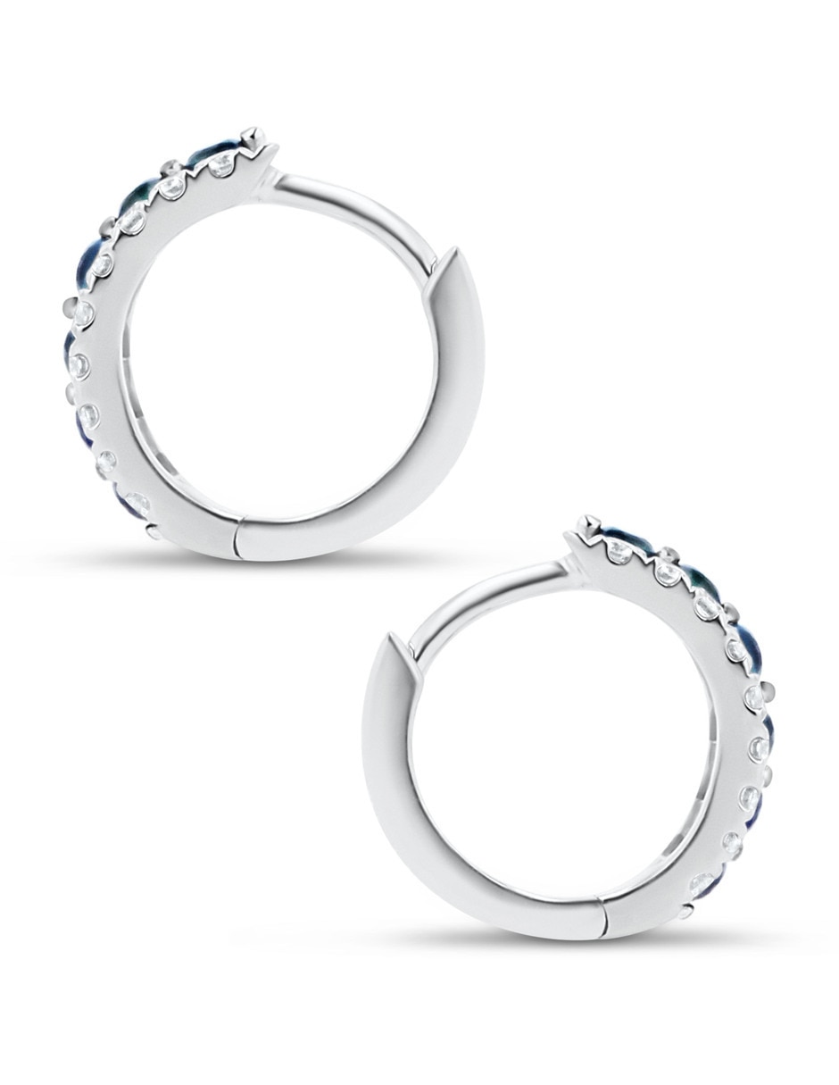 Arracadas de oro blanco 14 K con acabado brillante diamante