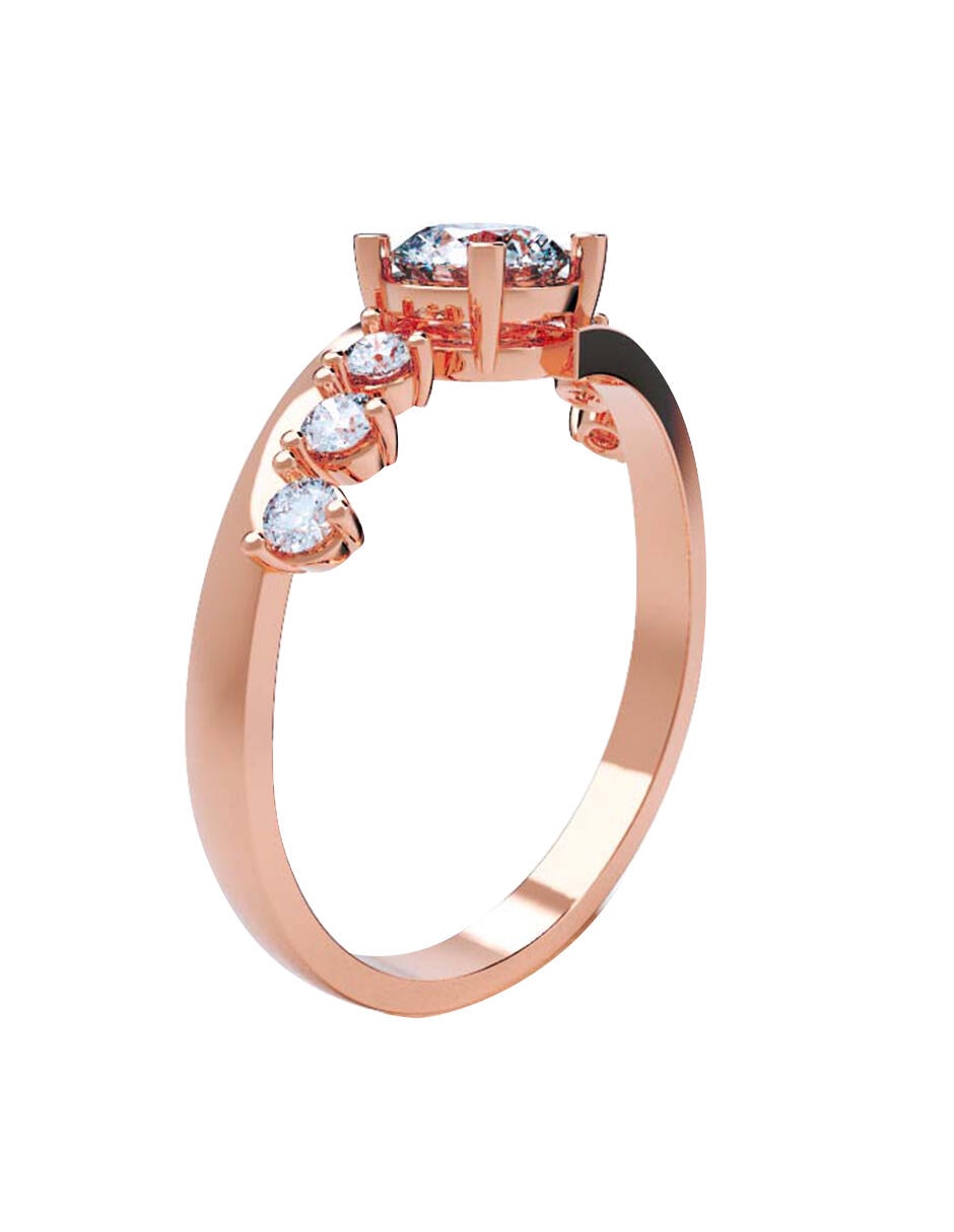 Anillo de compromiso de oro rosa 14 k 2