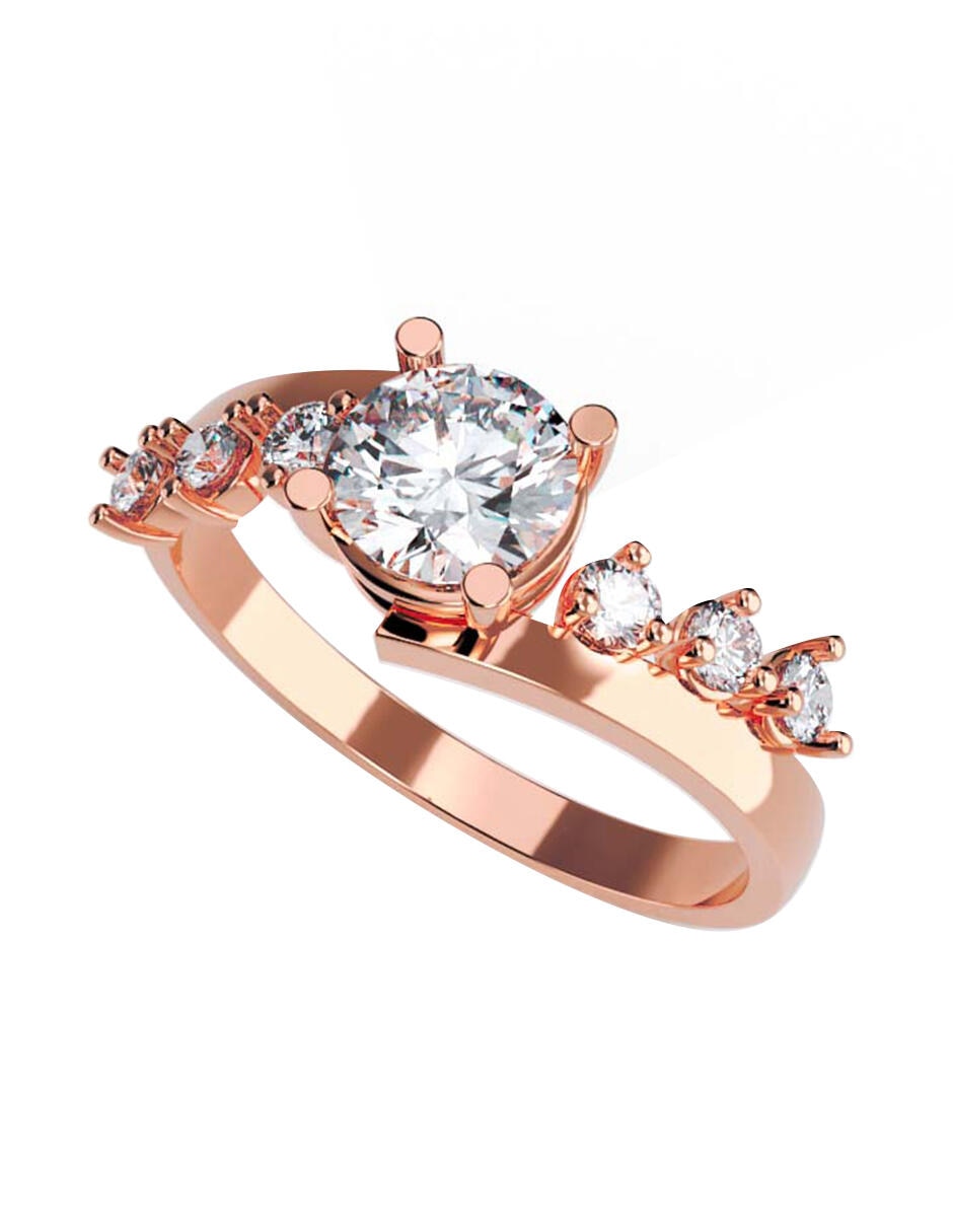 Anillo de compromiso de oro rosa 14 k 3