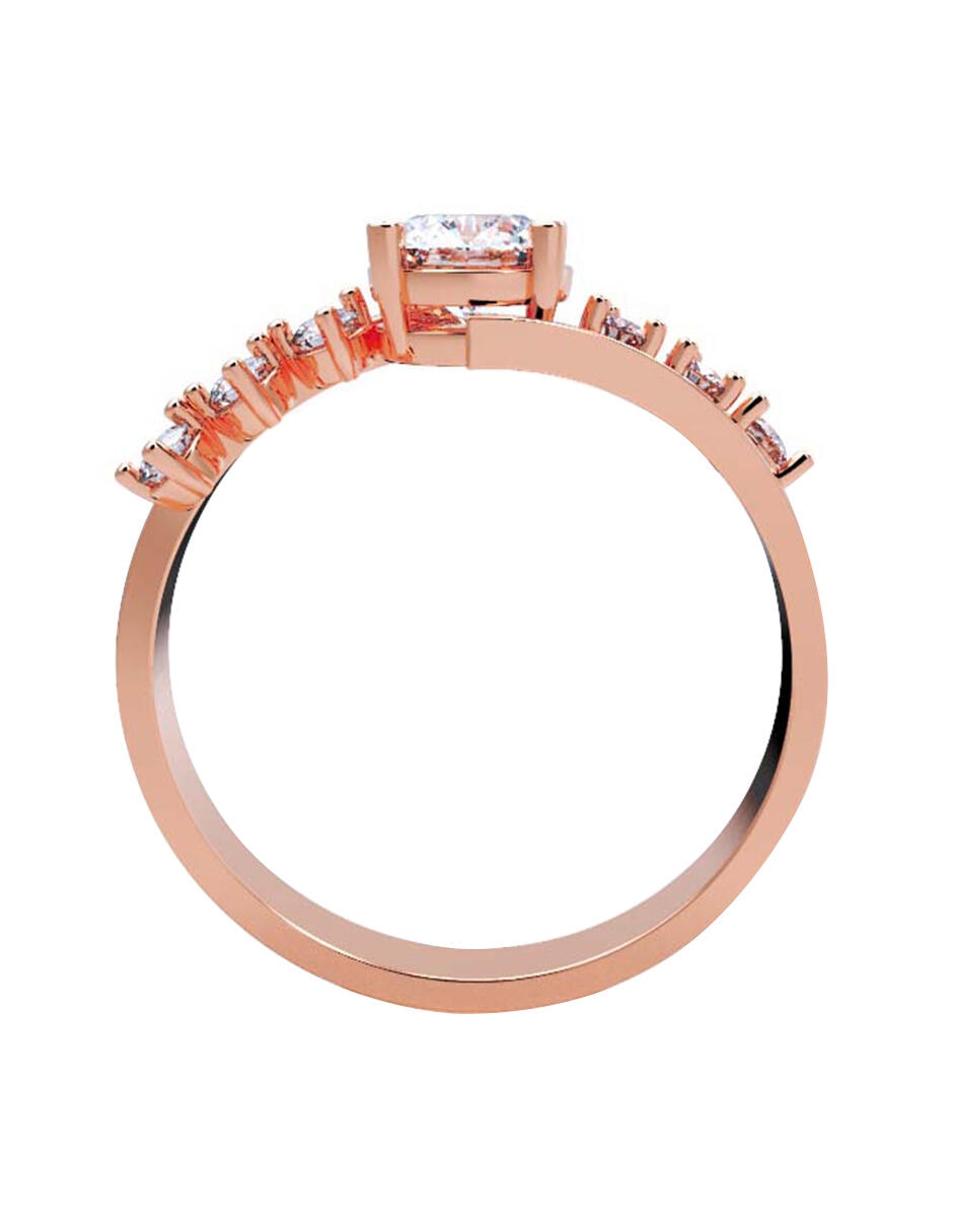 Anillo de compromiso de oro rosa 14 k 4
