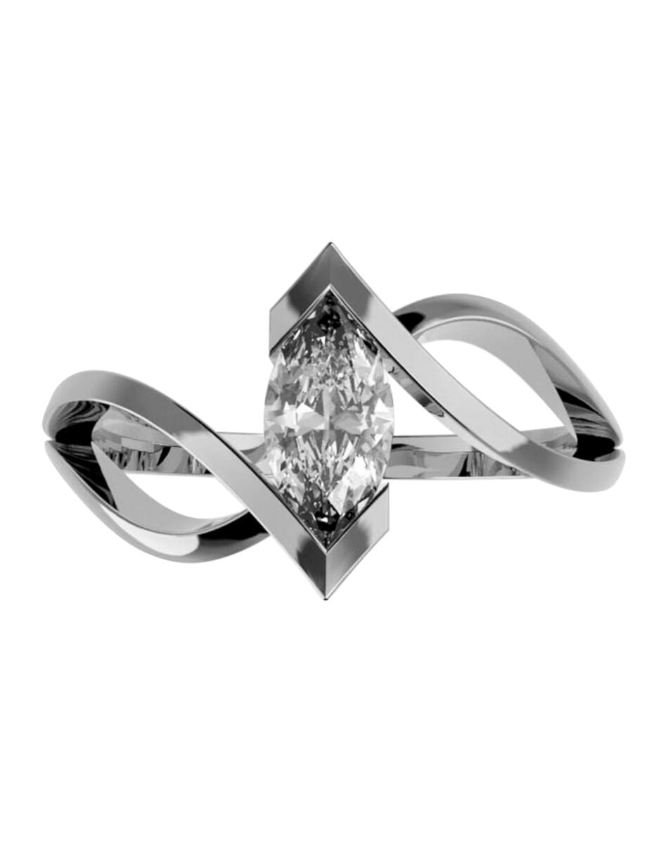 Anillo de compromiso de oro blanco 10 K Amore Mio diamante