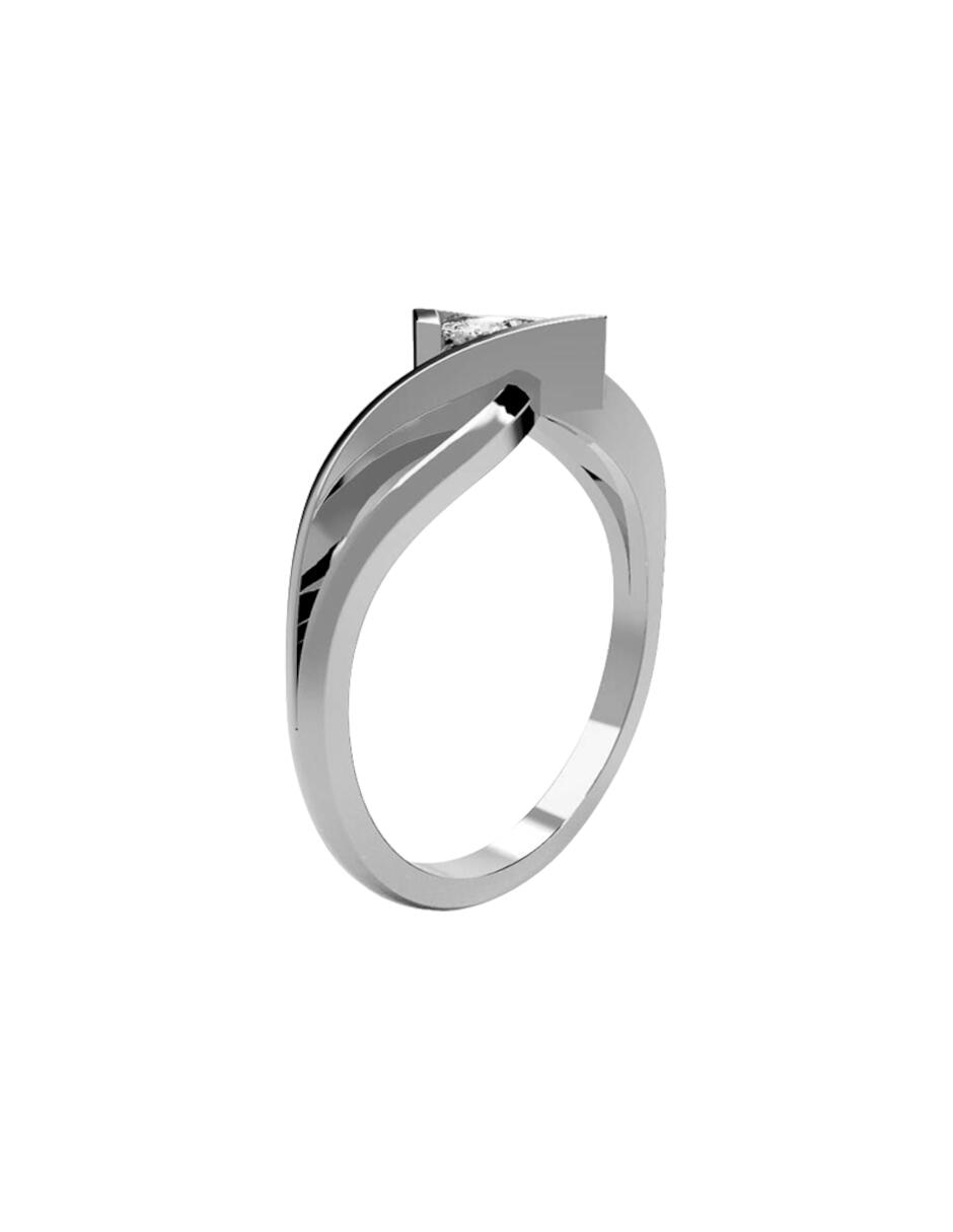 Anillo de compromiso de oro blanco 10 K diamante 3