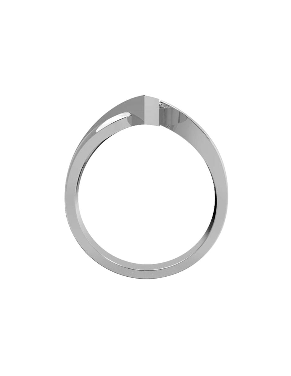 Anillo de compromiso de oro blanco 10 K diamante 4