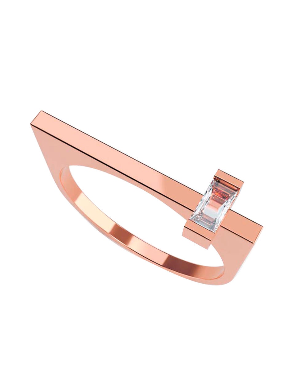 Anillo de compromiso de oro rosa 14 K diamante de laboratorio