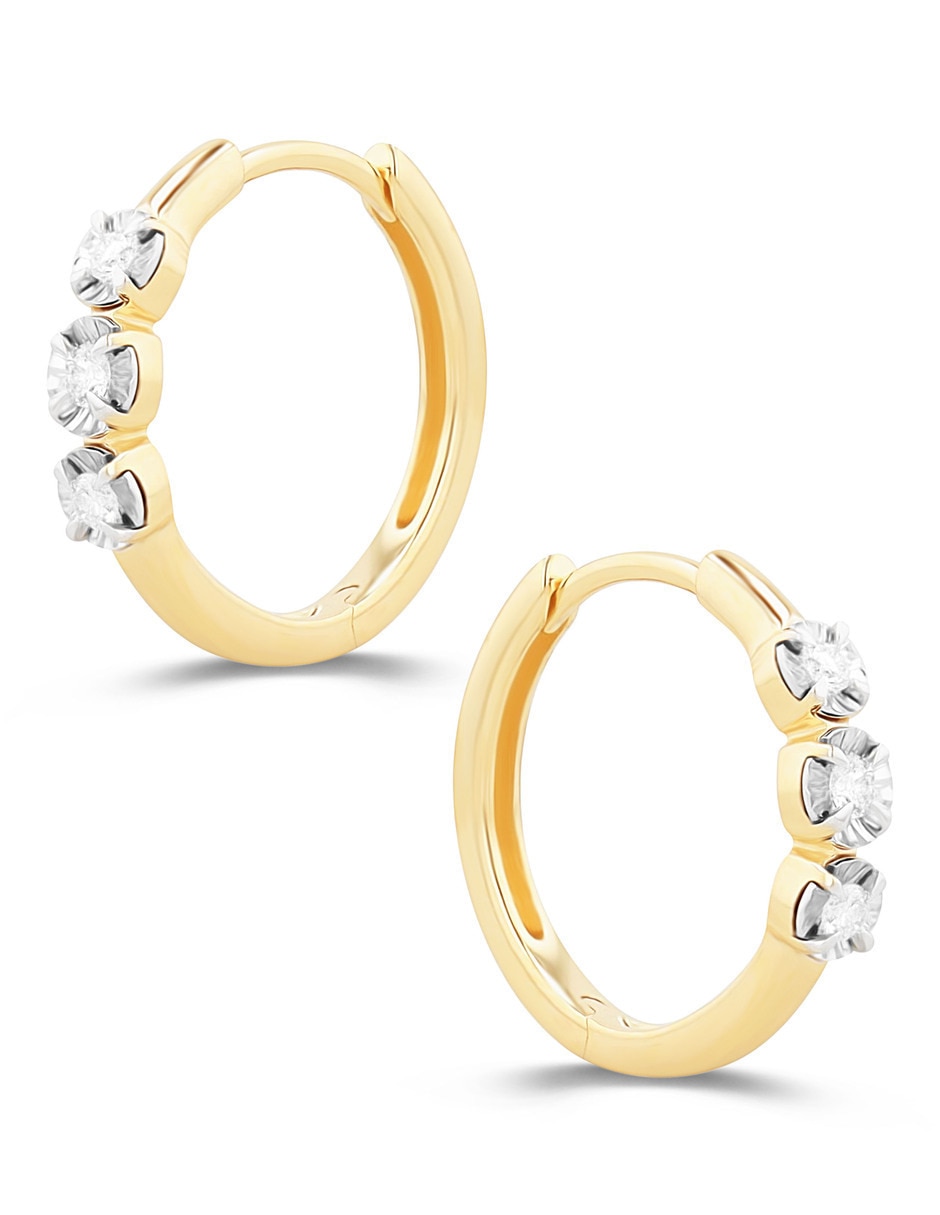 Arracadas JOYERÍAS BIZZARRO de oro amarillo 14 K con acabado brillante diamante