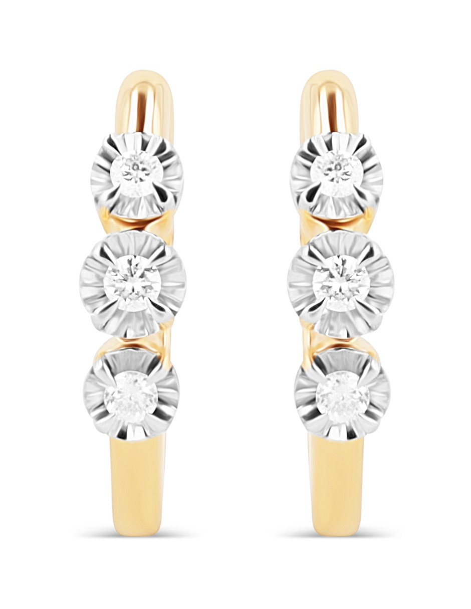 Arracadas de oro amarillo 14 K con acabado brillante diamante Arracadas de oro amarillo 14 K con acabado brillante diamante
