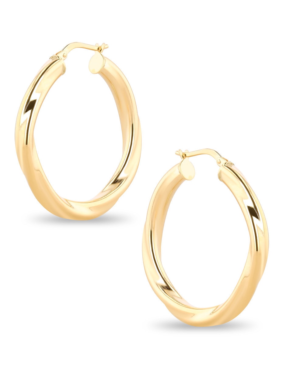 Arracadas de oro amarillo 14 K con acabado brillante 4