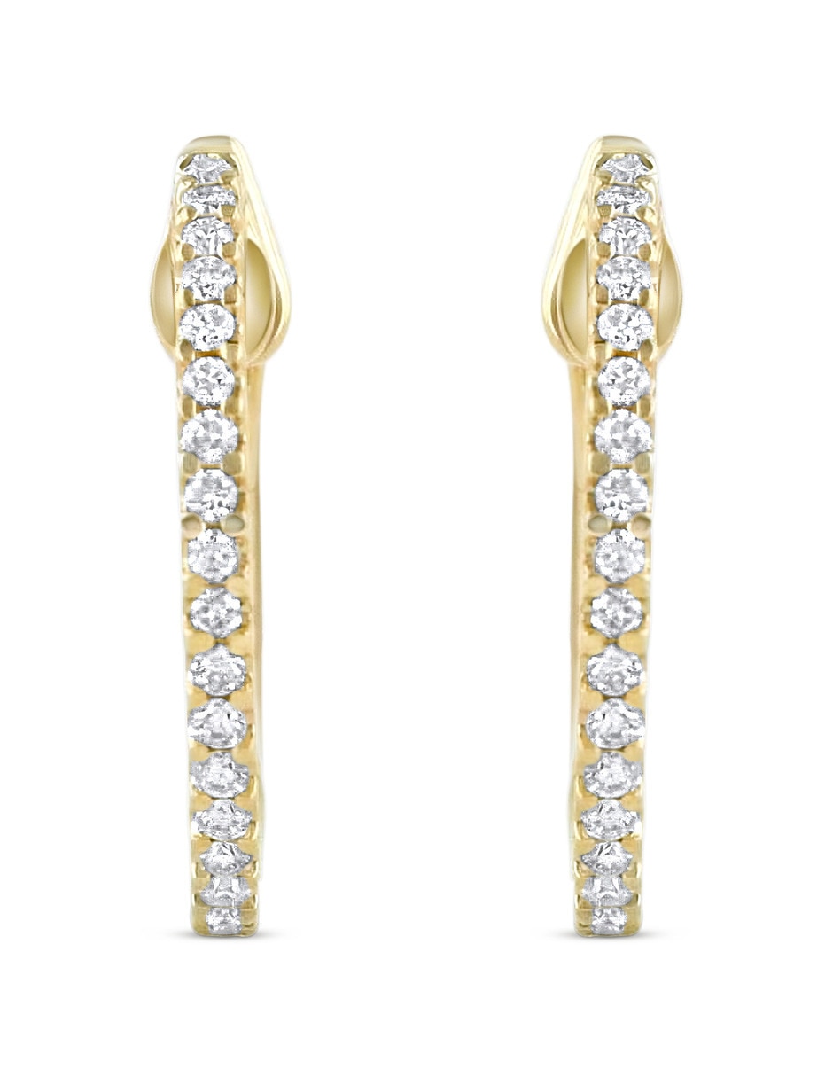 Arracadas de oro amarillo 14 K con acabado brillante diamante Arracadas de oro amarillo 14 K con acabado brillante diamante