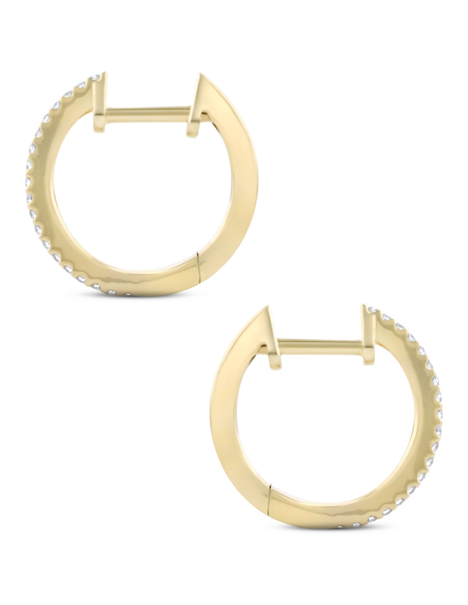 Arracadas de oro amarillo 14 K con acabado brillante diamante 3