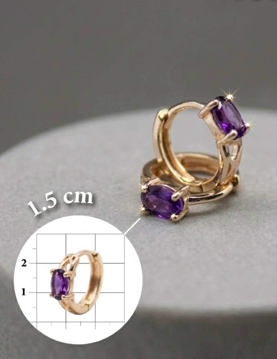 Aretes huggies Cm-Top de oro laminado 14 K con acabado chapa de oro zirconia cúbica