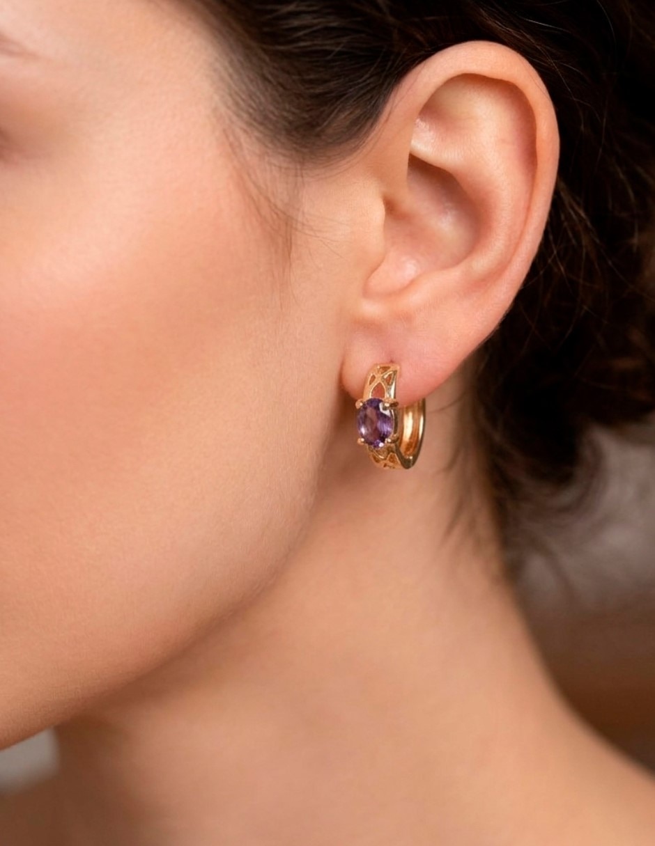 Aretes huggies Cm-Top de oro laminado 14 K con acabado chapa de oro zirconia cúbica