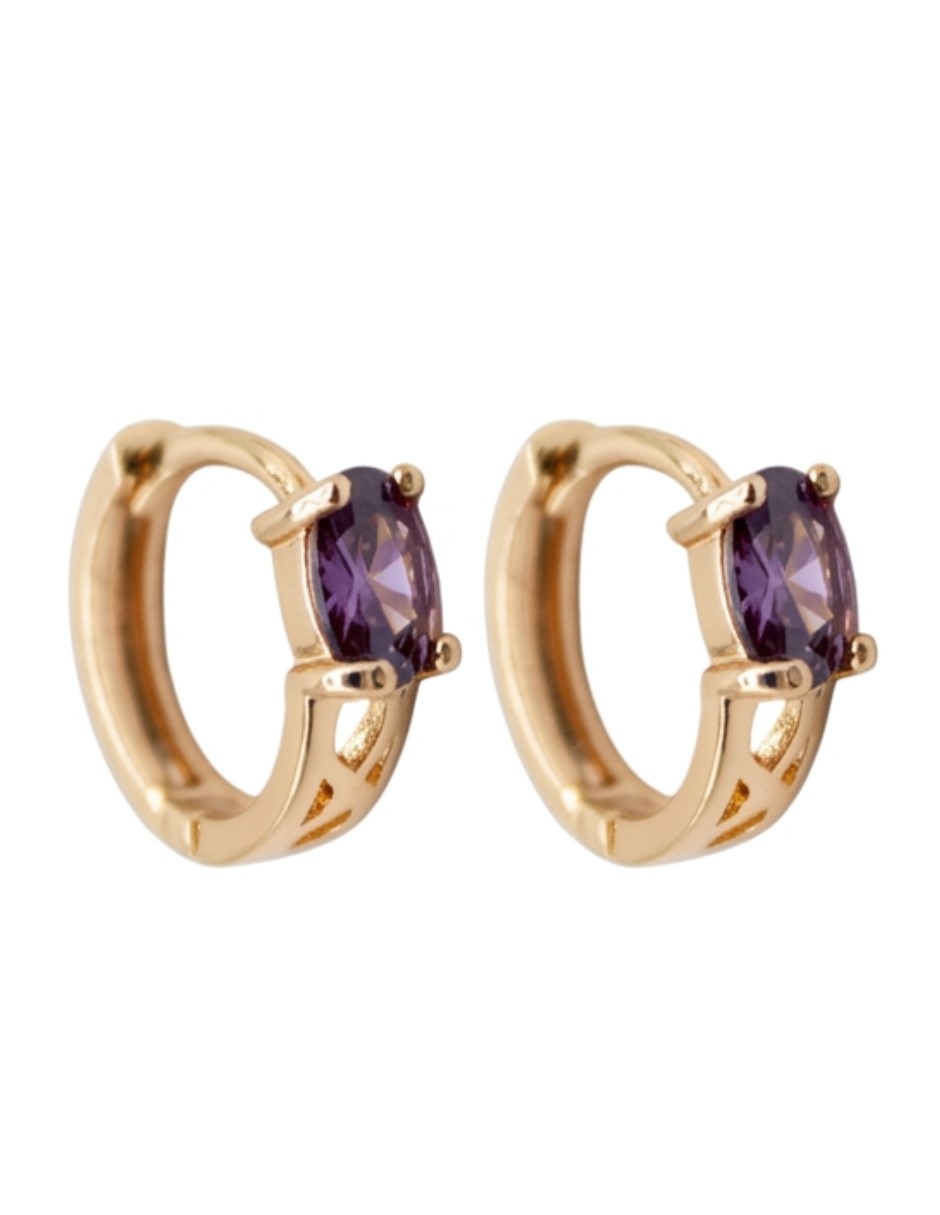 Aretes huggies Cm-Top de oro laminado 14 K con acabado chapa de oro zirconia cúbica