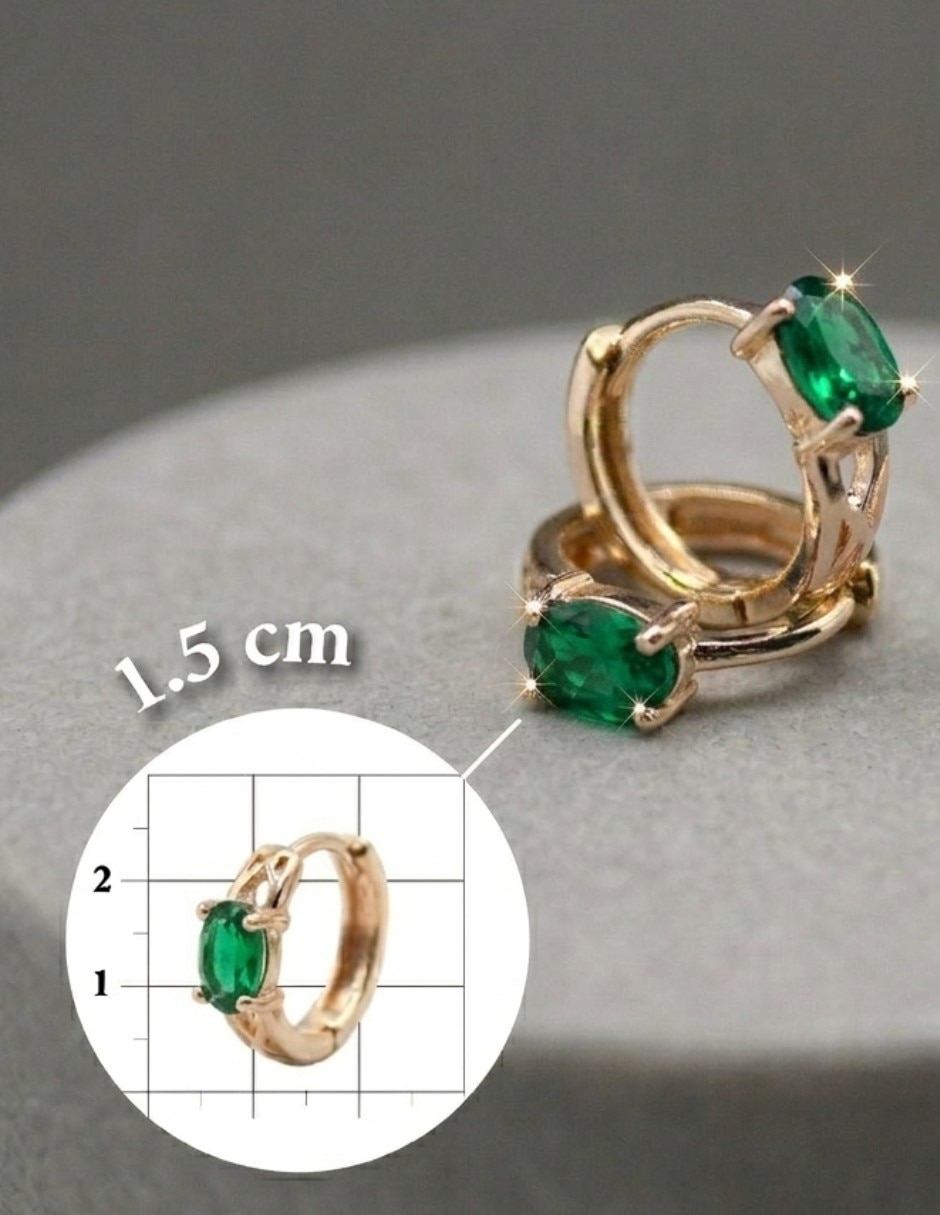 Aretes huggies de oro laminado 14 K con acabado chapa de oro zirconia cúbica 2