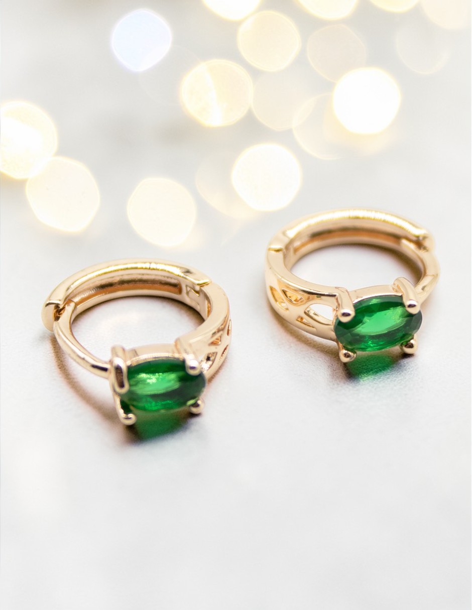 Aretes huggies de oro laminado 14 K con acabado chapa de oro zirconia cúbica 7