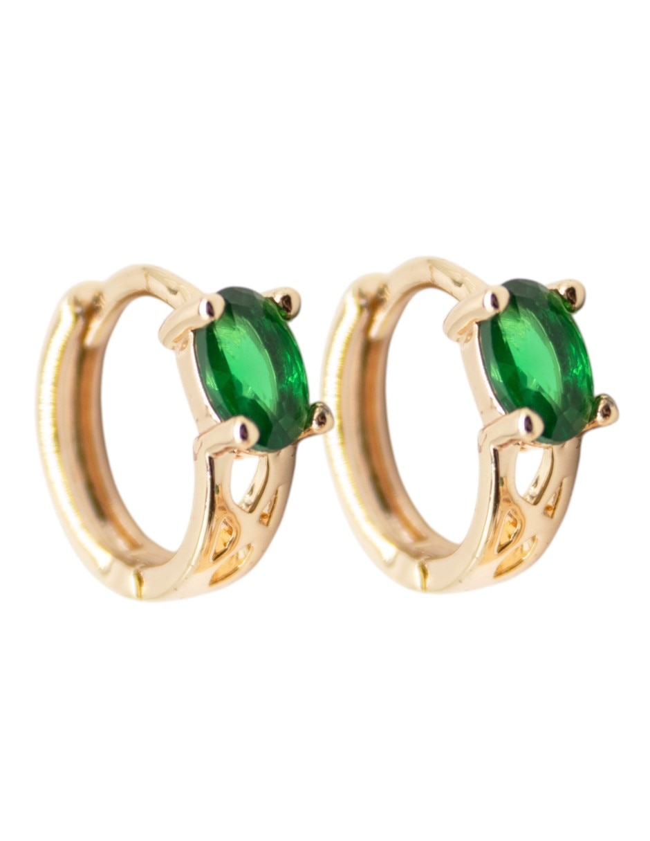 Aretes huggies de oro laminado 14 K con acabado chapa de oro zirconia cúbica 1