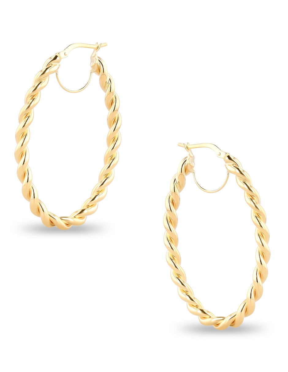 Arracadas de oro amarillo 14 K con acabado brillante 4